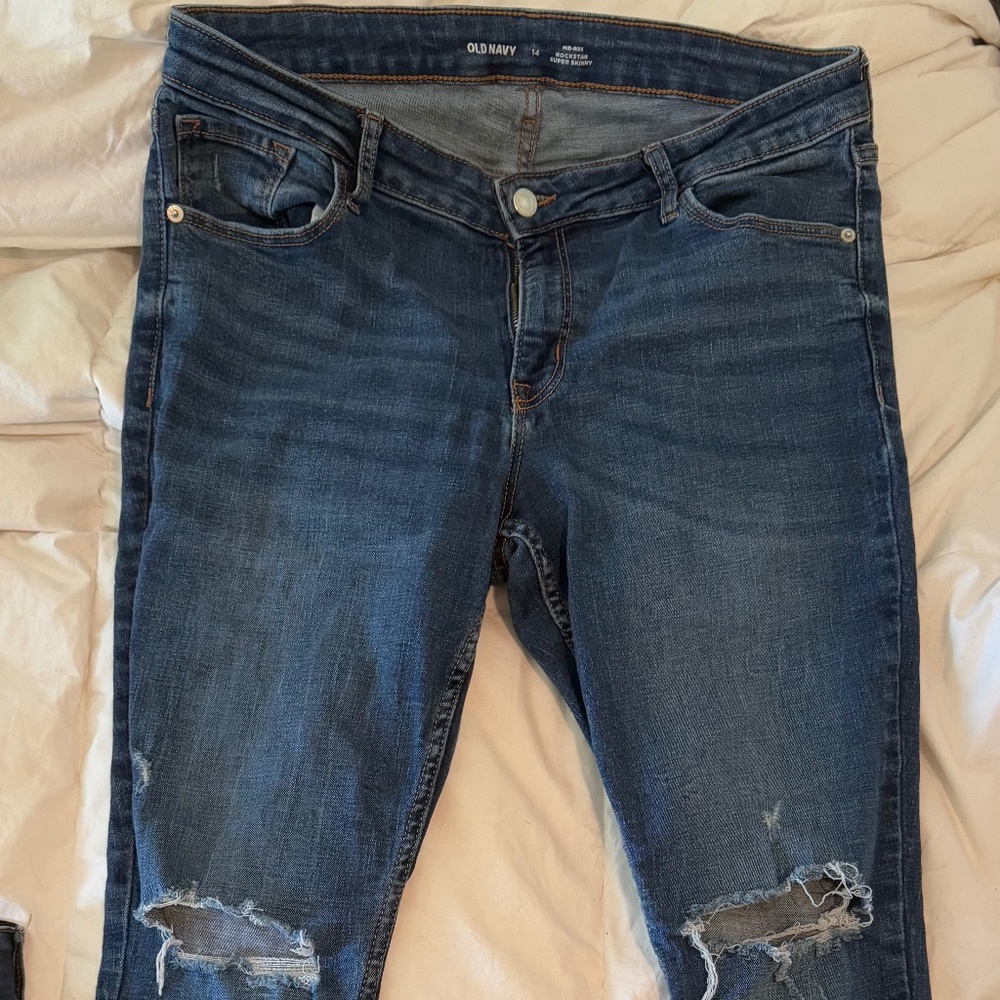 Old Navy Mid Rise Rockstar Super Skinny  Denim Jeans Size 14